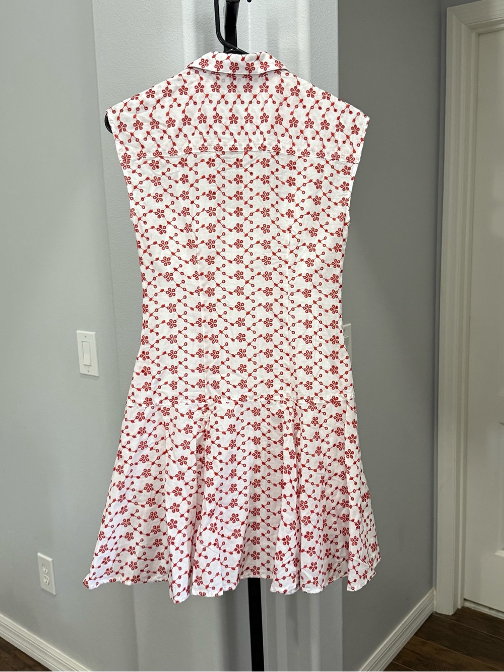 J.Crew Mini Eyelet Red White Shirt Dress Size 0 NWT Feminine - Picture 8 of 8